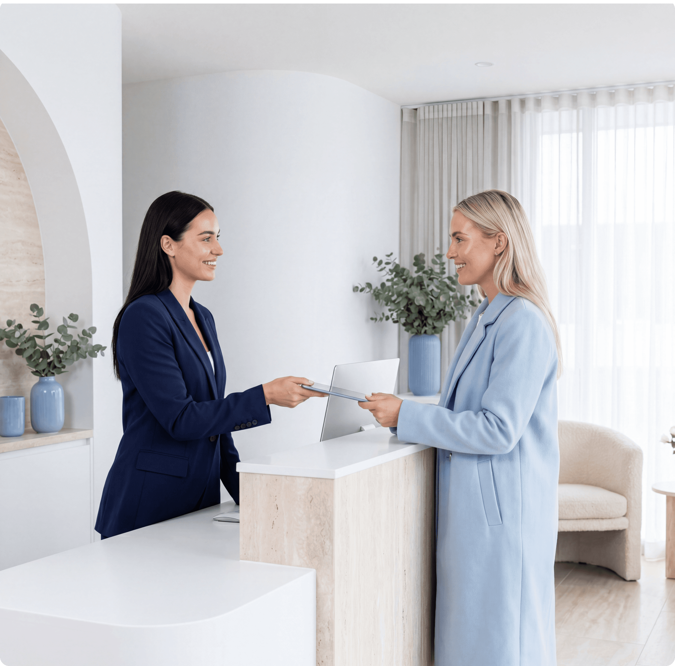 Clinic reception and calendar