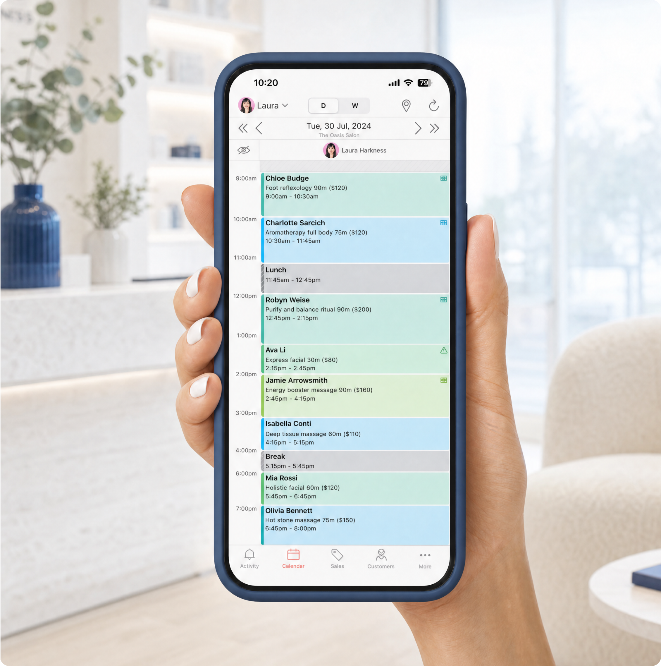 Clee booking calendar on mobile
